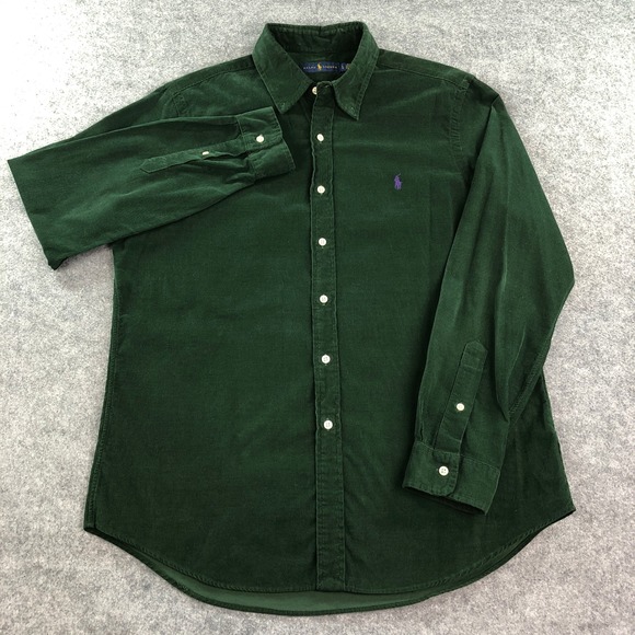 Ralph Lauren Mens L Hunter Green Corduroy Button Down Shirt - Picture 2 of 12